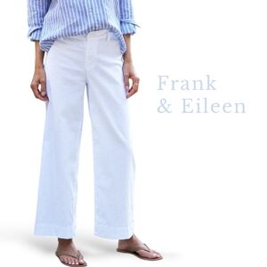 Frank & Eileen Wexford Linen Wide Leg Trousers White Performance Linen